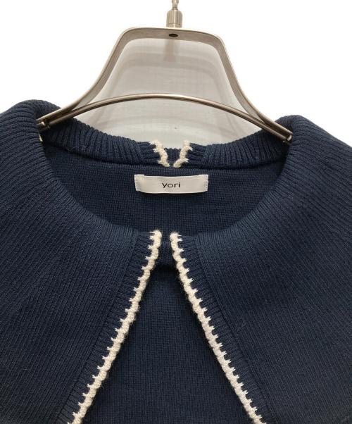YORI（ヨリ）yori (ヨリ) コットン刺繍カラーニット ネイビー サイズ:Fの古着・服飾アイテム