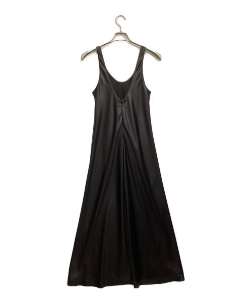 ENFOLD（エンフォルド）ENFOLD (エンフォルド) レザーライクサテン マキシタンクドレス ブラック サイズ:36の古着・服飾アイテム