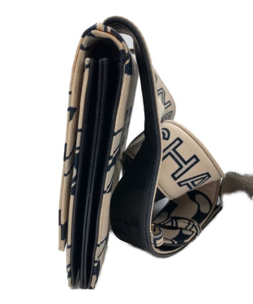 CHANEL（シャネル）CHANEL (シャネル) キャンバス＆レザー チェーン柄バッグ ベージュの古着・服飾アイテム