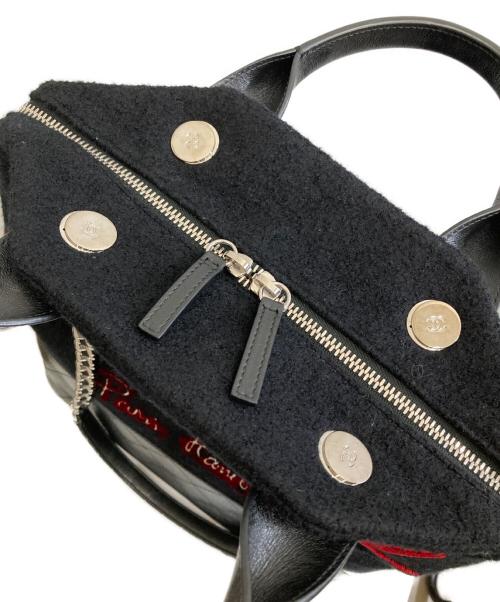 CHANEL（シャネル）CHANEL (シャネル) エンブロイダリー　ウール×レザー2WAYハンドバッグ ブラックの古着・服飾アイテム