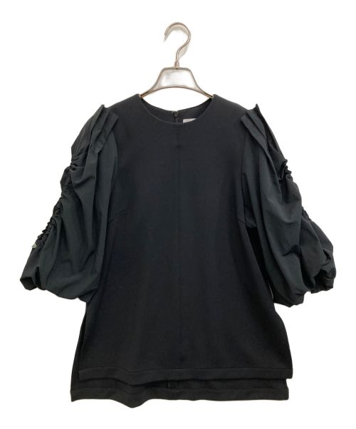 UN3D.（アンスリード）UN3D. (アンスリード) オープンギャザースリーブトップ ブラック サイズ:38の古着・服飾アイテム