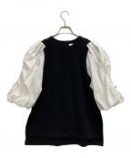 UN3D.アンスリード）の古着「オープンギャザースリーブトップ」｜ホワイト×ブラック