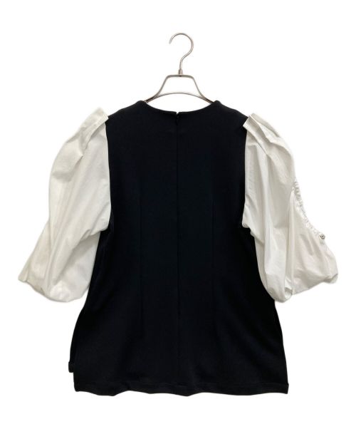 UN3D.（アンスリード）UN3D. (アンスリード) オープンギャザースリーブトップ ホワイト×ブラック サイズ:38の古着・服飾アイテム