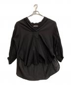 ne quittez pasヌキテパ）の古着「コットンボイルスキッパーカラーギャザーブラウス」｜グレー