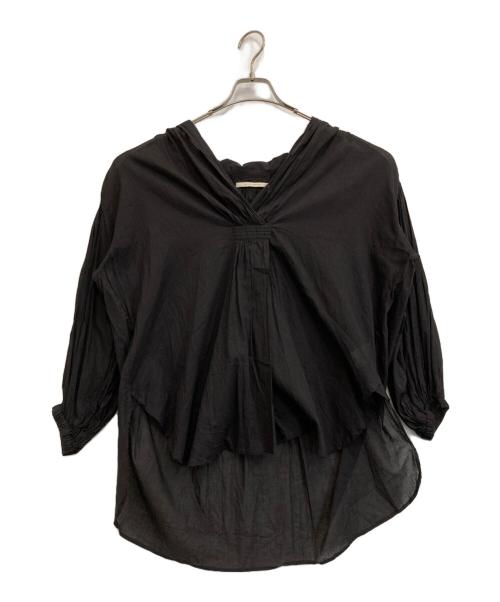 ne quittez pas（ヌキテパ）ne quittez pas (ヌキテパ) コットンボイルスキッパーカラーギャザーブラウス グレー サイズ:-の古着・服飾アイテム