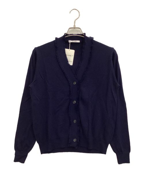 SLOANE（スローン）SLOANE (スローン) 14G天竺 ウールxコットン フリンジVネックカーディガン ネイビー サイズ:3 未使用品の古着・服飾アイテム