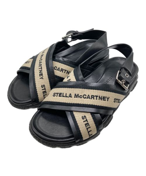 STELLA McCARTNEY（ステラマッカートニー）STELLA McCARTNEY (ステラマッカートニー) ロゴクロスベルトストラップサンダル ブラック サイズ:38の古着・服飾アイテム