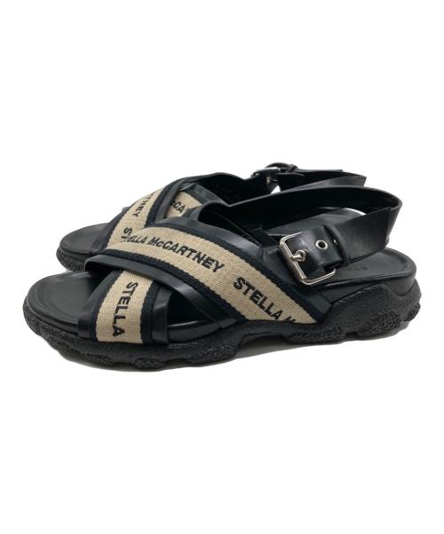 STELLA McCARTNEY（ステラマッカートニー）STELLA McCARTNEY (ステラマッカートニー) ロゴクロスベルトストラップサンダル ブラック サイズ:38の古着・服飾アイテム