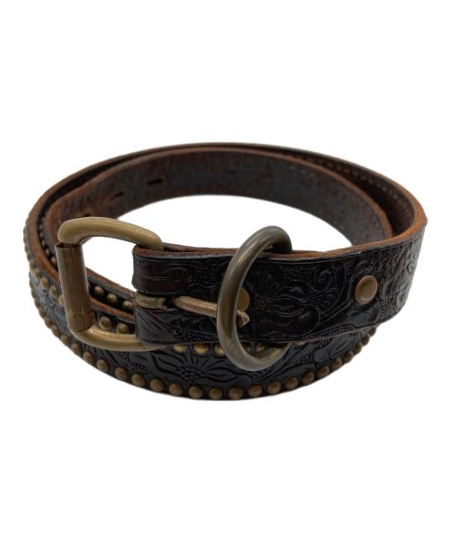 htc（エイチティーシー）htc (エイチティーシー) カービングレザーベルト ブラウンの古着・服飾アイテム