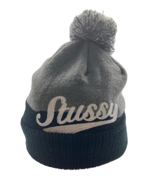 stussy（ステューシー）stussy (ステューシー) ニット帽 グレー×ブラックの古着・服飾アイテム