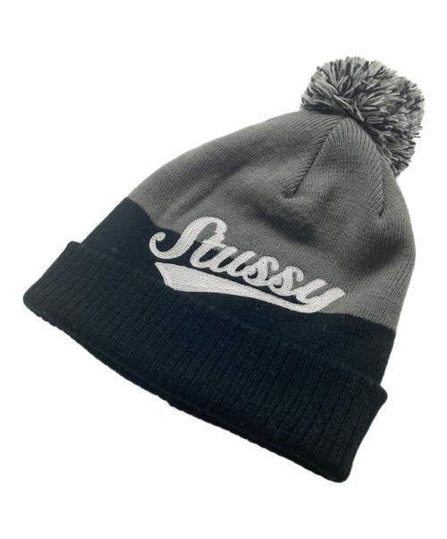stussy（ステューシー）stussy (ステューシー) ニット帽 グレー×ブラックの古着・服飾アイテム