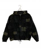 Casper John AIVERキャスパージョンアイバー）の古着「ボロハーフジップパーカー」｜ブラック