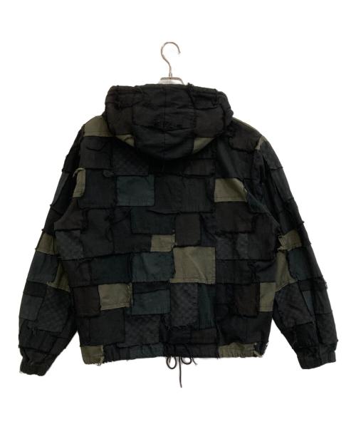 Casper John AIVER（キャスパージョンアイバー）Casper John AIVER (キャスパージョンアイバー) ボロハーフジップパーカー ブラック サイズ:Lの古着・服飾アイテム