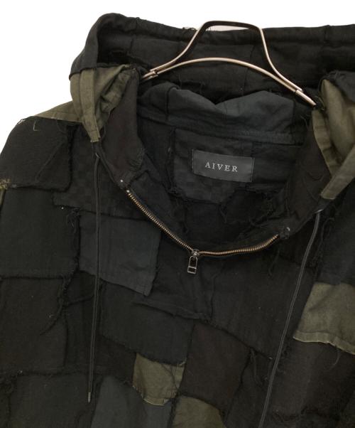 Casper John AIVER（キャスパージョンアイバー）Casper John AIVER (キャスパージョンアイバー) ボロハーフジップパーカー ブラック サイズ:Lの古着・服飾アイテム