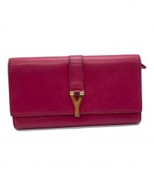 Yves Saint Laurent（イヴサンローラン）の古着「Yラインフラップウォレット」｜ピンク