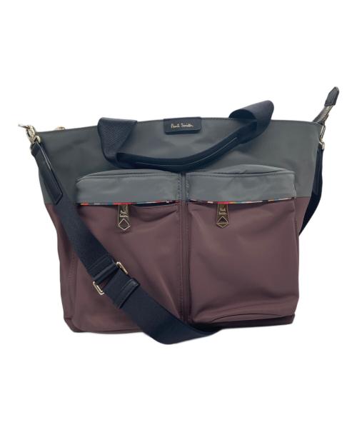 PAUL SMITH（ポールスミス）PAUL SMITH (ポールスミス) バイカラーブロックショルダーバッグ グレー×ピンクの古着・服飾アイテム
