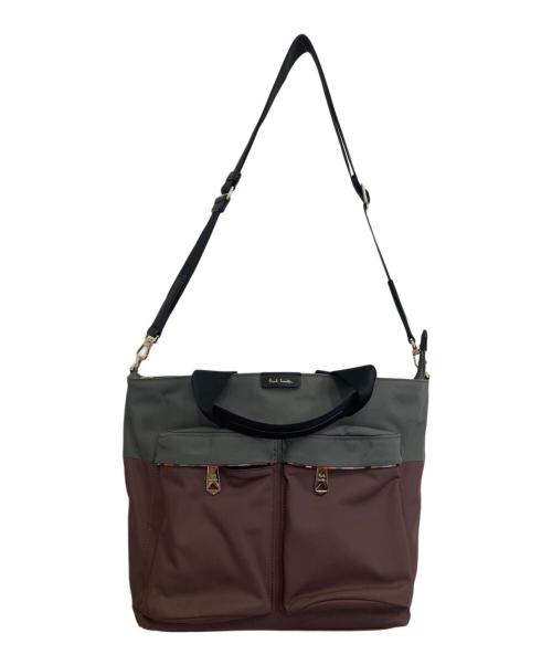 PAUL SMITH（ポールスミス）PAUL SMITH (ポールスミス) バイカラーブロックショルダーバッグ グレー×ピンクの古着・服飾アイテム