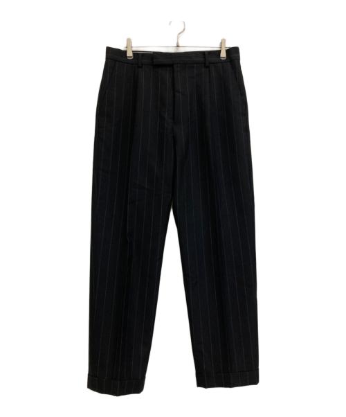 WACKO MARIA（ワコマリア）WACKO MARIA (ワコマリア) DORMEUIL (ドーメル) CHALK STRIPE PLEATED TROUSERS ブラック サイズ:XLの古着・服飾アイテム