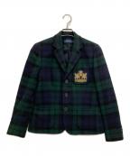 POLO RALPH LAURENポロ・ラルフローレン）の古着「Plaid Bullion Crest Blazer」｜グリーン