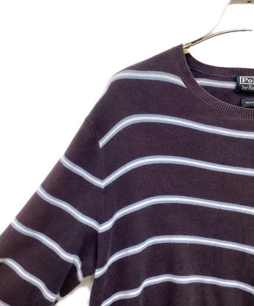POLO RALPH LAUREN（ポロ・ラルフローレン）POLO RALPH LAUREN (ポロ・ラルフローレン) コットンボーダーニット パープル サイズ:Mの古着・服飾アイテム