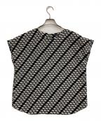 Aquascutumアクアスキュータム）の古着「モノグラムプリントブラウス」｜ブラック