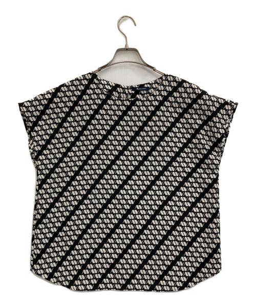 Aquascutum（アクアスキュータム）Aquascutum (アクアスキュータム) モノグラムプリントブラウス ブラック サイズ:13の古着・服飾アイテム