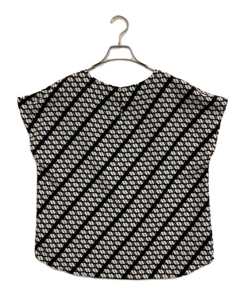 Aquascutum（アクアスキュータム）Aquascutum (アクアスキュータム) モノグラムプリントブラウス ブラック サイズ:13の古着・服飾アイテム
