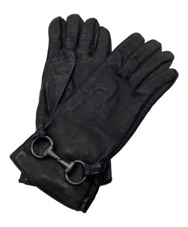 中古・古着通販】GUCCI (グッチ) ホースビットレザーグローブ ブラック