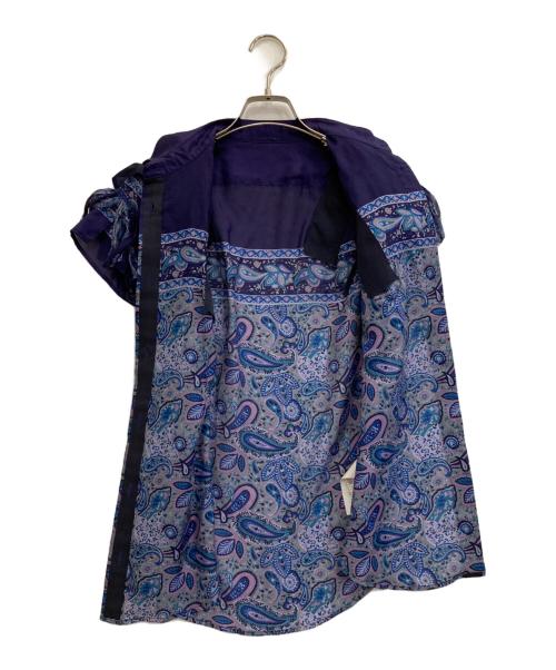 sacai（サカイ）sacai (サカイ) 総柄ノースリーブフリルシルクシャツ パープル サイズ:Mの古着・服飾アイテム