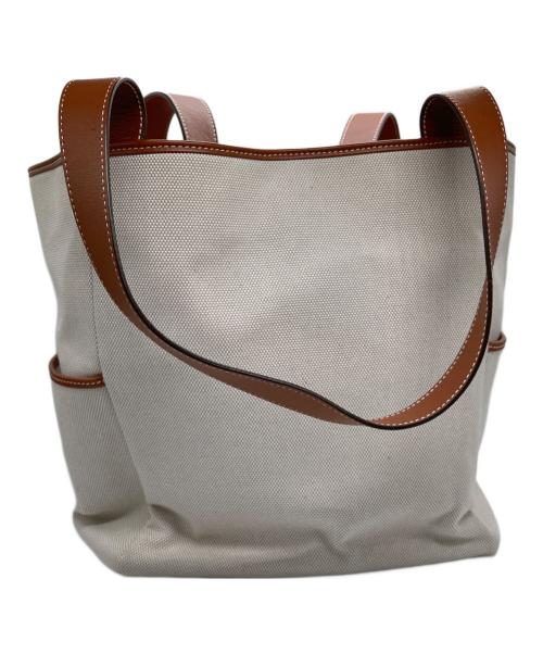 DELVAUX（デルヴォー）DELVAUX (デルヴォー) ディライトトートバッグ ホワイト×ブラウンの古着・服飾アイテム