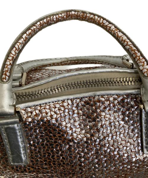 ANYA HINDMARCH（アニヤ・ハインドマーチ）ANYA HINDMARCH (アニヤハインドマーチ) 編み込みレザートートバッグ シルバーの古着・服飾アイテム