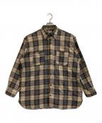 SUGAR CANE×BEAMSシュガーケーン×ビームス）の古着「Solid Flannel Check Shirt」｜ベージュ