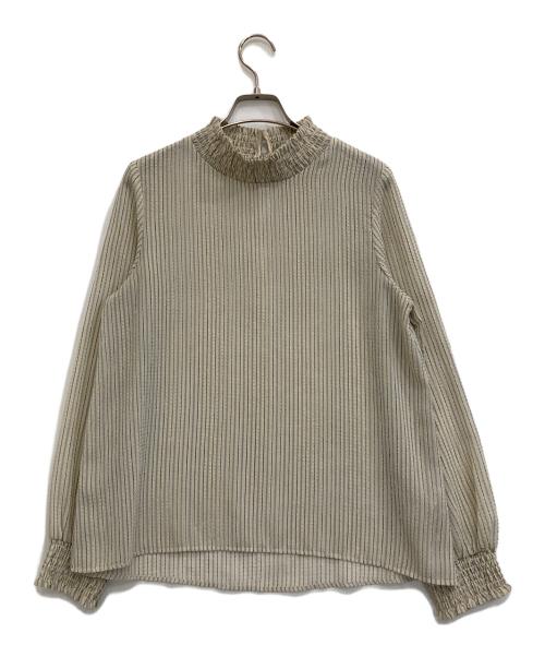 Adam et Rope（アダム エ ロペ）Adam et Rope (アダム エ ロペ) シアサッカーシャーリングネックブラウス アイボリー サイズ:Freeの古着・服飾アイテム