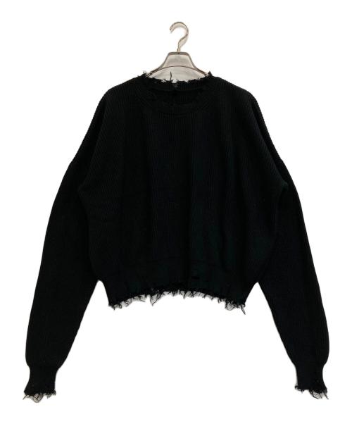 UNRAVEL PROJECT（アンレーベル プロジェクト）Unravel Project (アンレーベル プロジェクト) ダメージ加工ニット ブラック サイズ:XSの古着・服飾アイテム