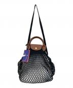 LONGCHAMPロンシャン）の古着「LE PLIAGE FILET TOP HANDLE BAG」｜ブラック
