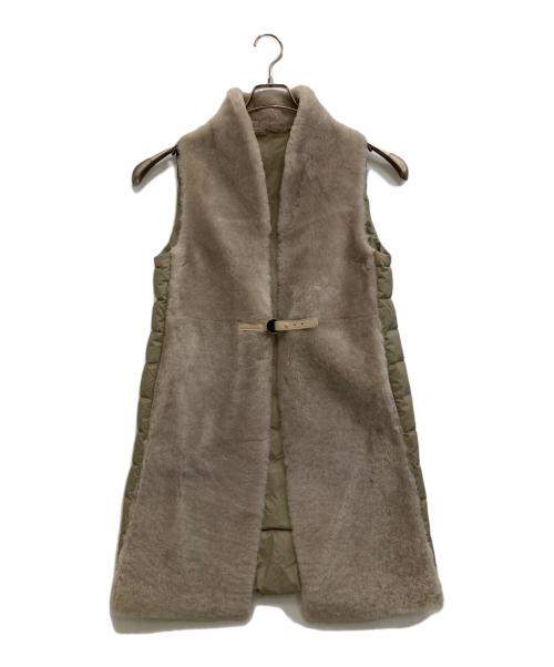 Sov.（ソブ）Sov. (ソブ) ムートンダウンベスト ベージュ×グレー サイズ:36の古着・服飾アイテム