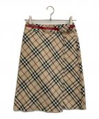 BURBERRY BLUE LABELバーバリーロンドンブルーレーベル）の古着「ノヴァチェックラップスカート」｜ベージュ