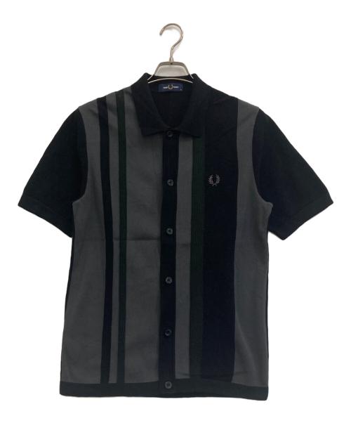 FRED PERRY（フレッドペリー）FRED PERRY (フレッドペリー) ストライプド ニット シャツ グレー サイズ:Mの古着・服飾アイテム