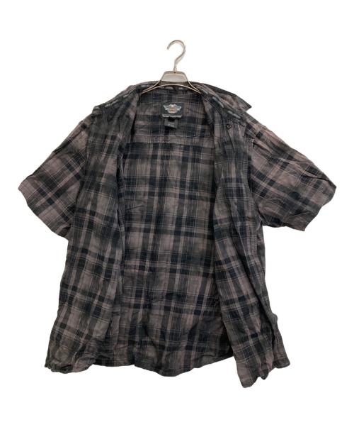 HARLEY-DAVIDSON（ハーレーダビッドソン）HARLEY-DAVIDSON (ハーレーダビッドソン) 半袖チェックシャツ ブラウン サイズ:3XLの古着・服飾アイテム