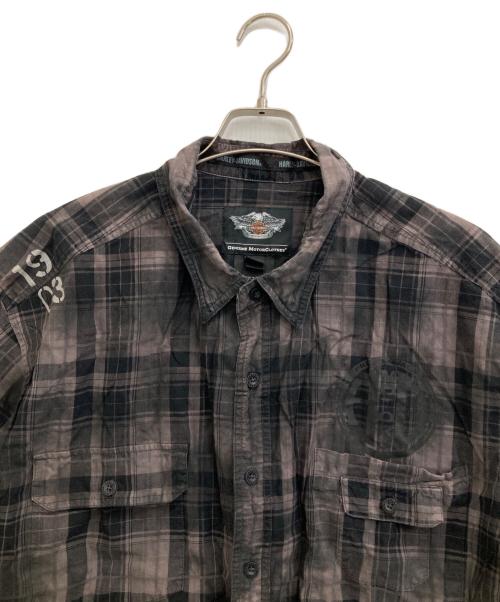 HARLEY-DAVIDSON（ハーレーダビッドソン）HARLEY-DAVIDSON (ハーレーダビッドソン) 半袖チェックシャツ ブラウン サイズ:3XLの古着・服飾アイテム