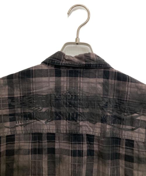 HARLEY-DAVIDSON（ハーレーダビッドソン）HARLEY-DAVIDSON (ハーレーダビッドソン) 半袖チェックシャツ ブラウン サイズ:3XLの古着・服飾アイテム