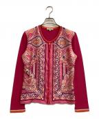 ETROエトロ）の古着「シルク切替カーディガン」｜ショッキングピンク