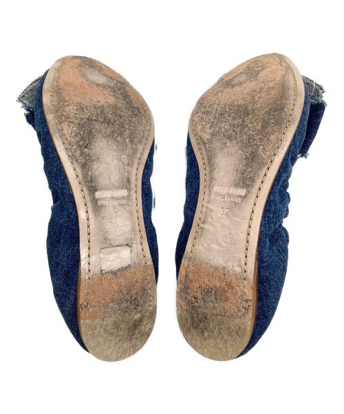 MIU MIU（ミュウミュウ）MIU MIU (ミュウミュウ) デニムバレエシューズ インディゴ サイズ:37の古着・服飾アイテム