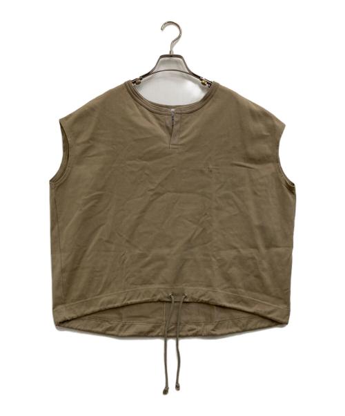 Americana（アメリカーナ）Americana (アメリカーナ) BEAUTY&YOUTH (ビューティーアンドユース) ドローストリングフレンチスリーブＴシャツ ベージュ サイズ:-の古着・服飾アイテム