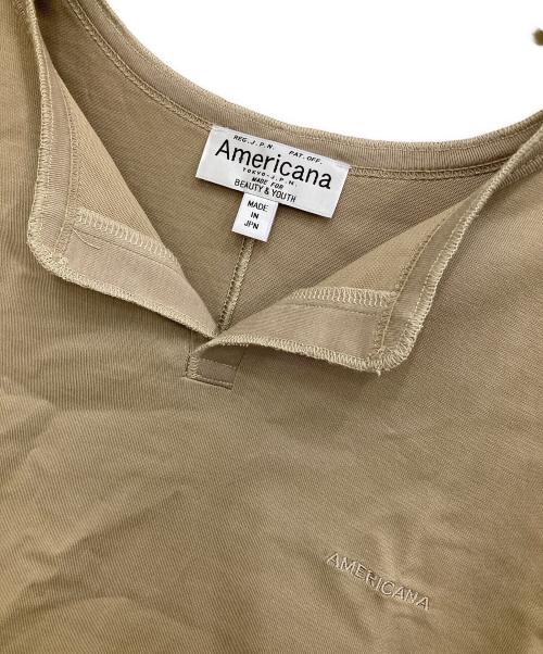 Americana（アメリカーナ）Americana (アメリカーナ) BEAUTY&YOUTH (ビューティーアンドユース) ドローストリングフレンチスリーブＴシャツ ベージュ サイズ:-の古着・服飾アイテム