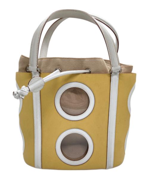 Salvatore Ferragamo（サルヴァトーレ フェラガモ）Salvatore Ferragamo (サルヴァトーレ フェラガモ) ハンドバッグ イエロー×ホワイトの古着・服飾アイテム