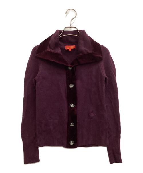 Vivienne Westwood RED LABEL（ヴィヴィアンウエストウッドレッドレーベル）Vivienne Westwood RED LABEL (ヴィヴィアンウエストウッドレッドレーベル) ベロア切替カーディガン パープル サイズ:Mの古着・服飾アイテム