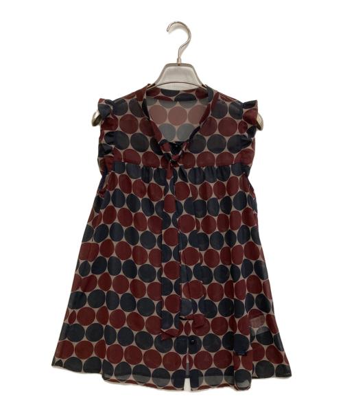 BURBERRY BLUE LABEL（バーバリー ブルー レーベル）BURBERRY BLUE LABEL (バーバリーロンドンブルーレーベル) ノースリーブシャツ レッド×ネイビー サイズ:36の古着・服飾アイテム