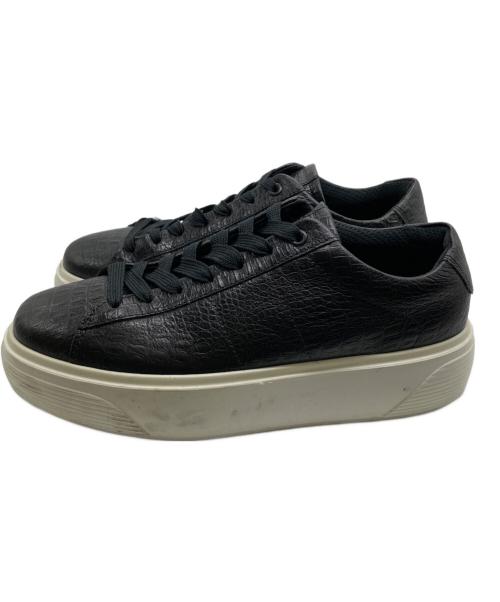 ECCO（エコー）ECCO (エコー) 型押しスニーカー ブラック サイズ:EU39の古着・服飾アイテム