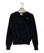 LANVINランバン）の古着「コサージュ付きカーディガン」｜ネイビー